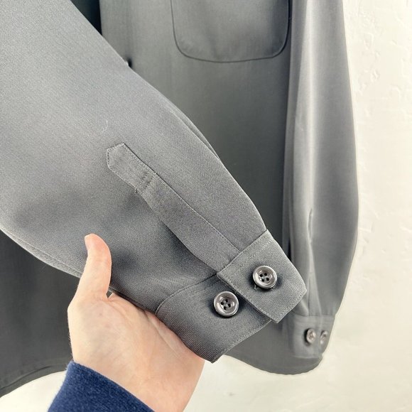Vintage 80s PRONTI Shirt Men‎ L Gray Heavyweight Pockets Hipster Preppy - Picture 2 of 7
